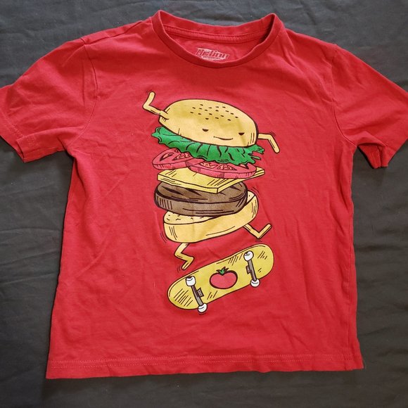 Skater Graphic T-Shirt Kickflip Burger Action Apparel Size 5 100% Cotton - Picture 1 of 3